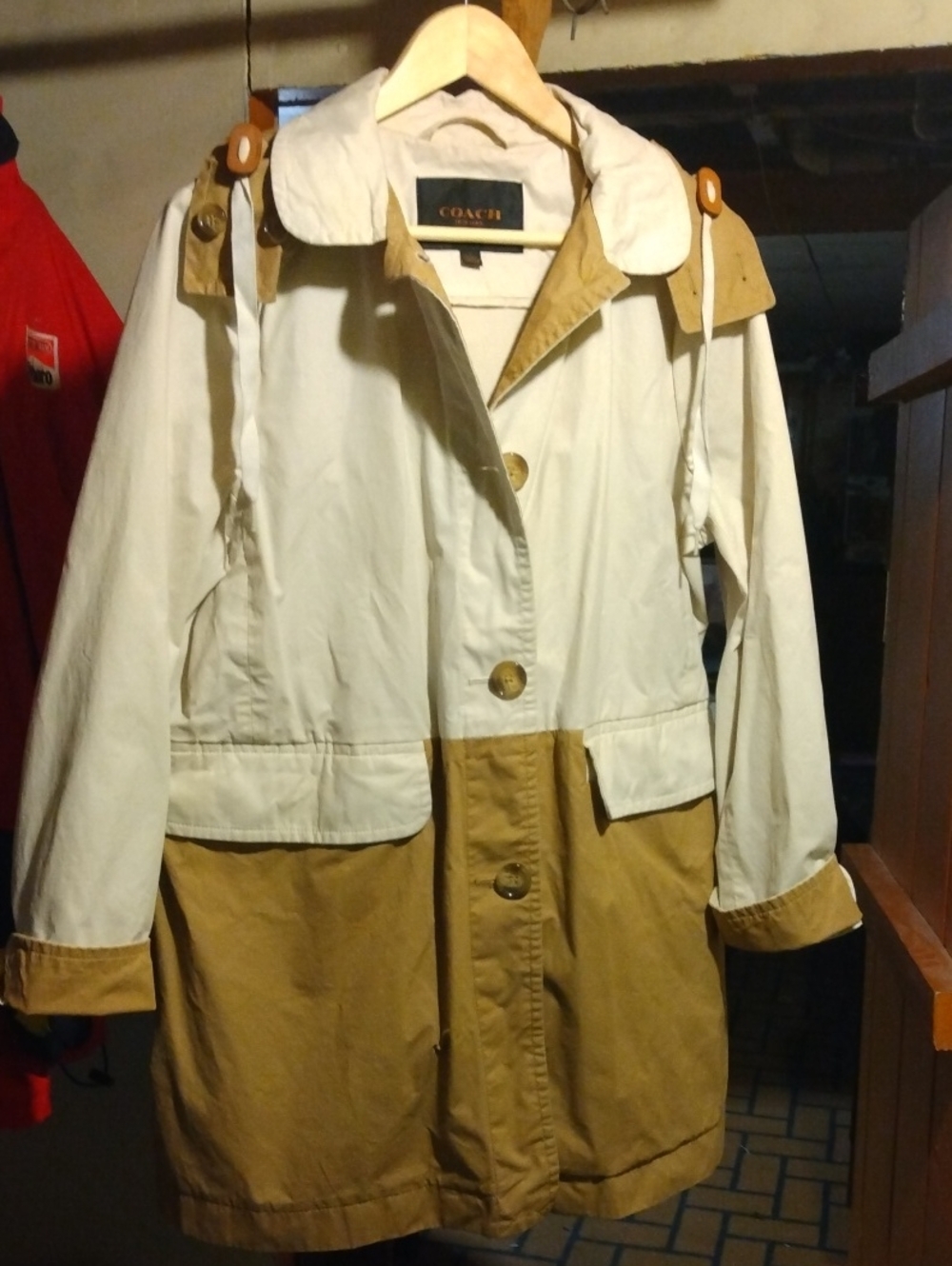 Coach Two-Tone White and Tan Trench Coat